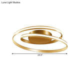 Contemporary Gold Spiral Ring Led Ceiling Fixture In Warm/White Light Flush Mounted - 18/23.5 Wide