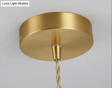 Contemporary Gold Suspension Pendant With Glass Dome For Bedroom Ceiling Lighting