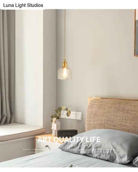 Contemporary Gold Suspension Pendant With Glass Dome For Bedroom Ceiling Lighting