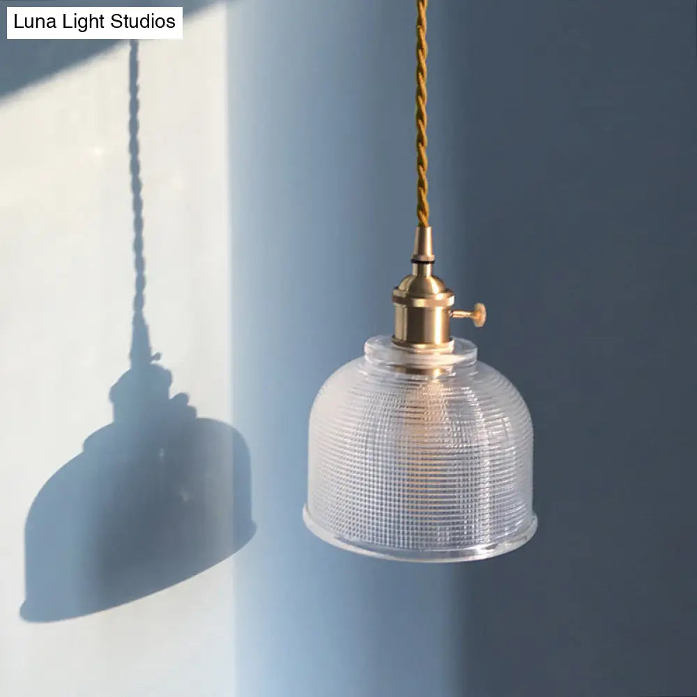 Contemporary Gold Suspension Pendant With Glass Dome For Bedroom Ceiling Lighting