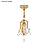 Contemporary Gold Swag Lamp With Clear Crystal Draping Pendant Lighting