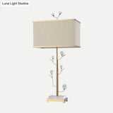 Contemporary Gold Table Lamp - Rectangular Shape Fabric Ideal For Reading 1 Bulb Book Light
