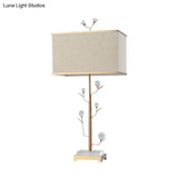 Contemporary Gold Table Lamp - Rectangular Shape Fabric Ideal For Reading 1 Bulb Book Light