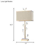 Contemporary Gold Table Lamp - Rectangular Shape Fabric Ideal For Reading 1 Bulb Book Light