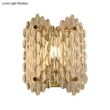 Contemporary Gold Wall Lamp With Clear Crystal Oval Shape & 1 Bulb Perfect For Hallways