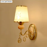 Contemporary Gold Wall Sconce 1 Light Textured Glass Mount Fixture Ideal For Living Room