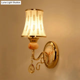 Contemporary Gold Wall Sconce 1 Light Textured Glass Mount Fixture Ideal For Living Room