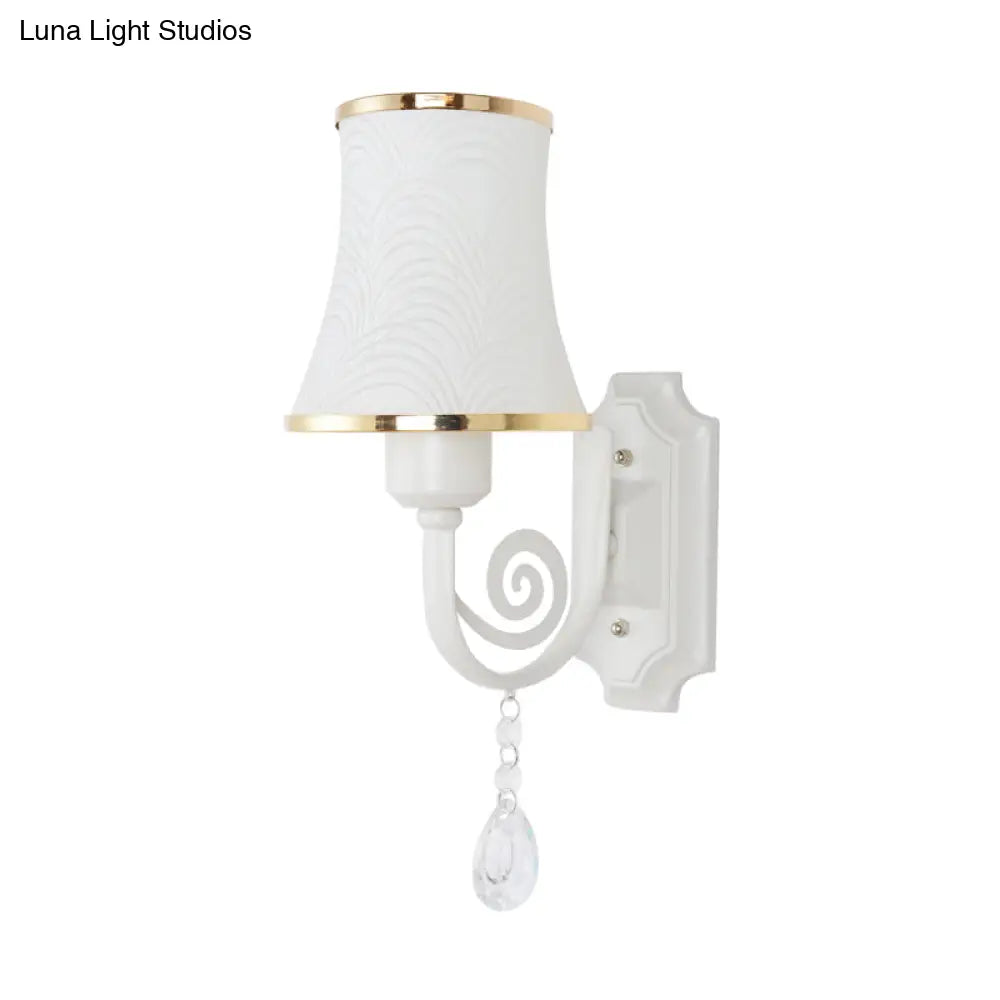 Contemporary Gold Wall Sconce 1 Light Textured Glass Mount Fixture Ideal For Living Room