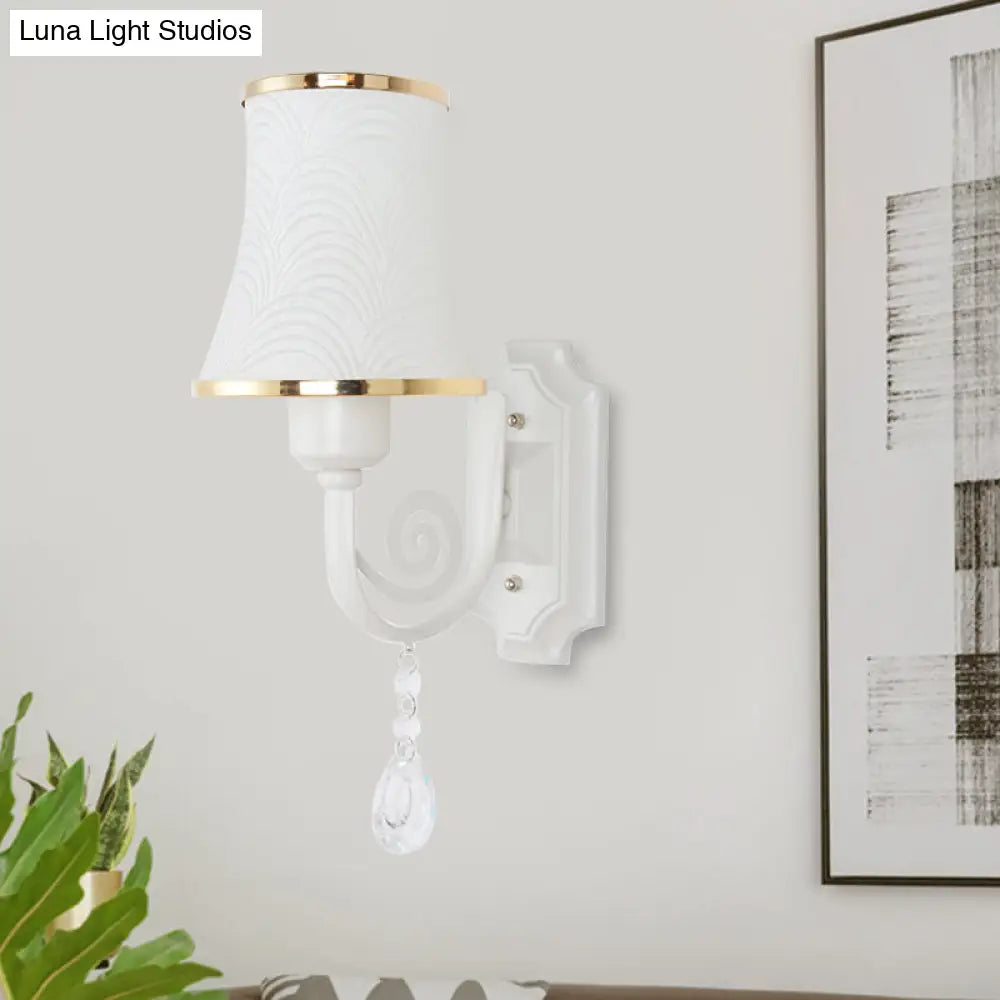Contemporary Gold Wall Sconce 1 Light Textured Glass Mount Fixture Ideal For Living Room