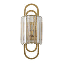 Contemporary Gold Wall Sconce With Tri-Sided Glass Rods - 2 Light Cylinder Fixture For Bedroom