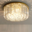 Contemporary Golden Crystal Ceiling Lamp - 6 - Light Dining Room Flush Light Gold