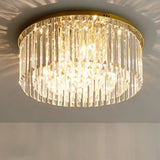 Contemporary Golden Crystal Ceiling Lamp - 6 - Light Dining Room Flush Light Gold
