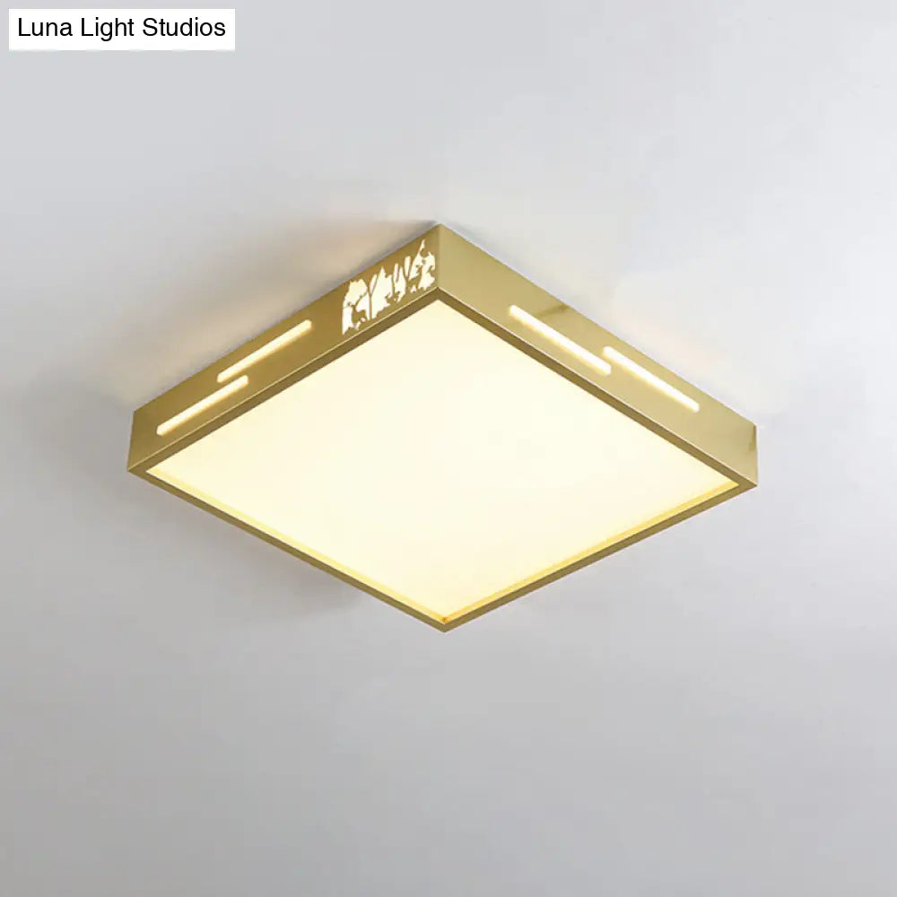 Contemporary Golden Led Ceiling Lamp With Acrylic Diffuser In White/Warm Light - Flush Mount Metal