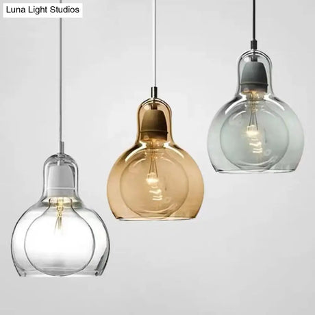 Contemporary Gourd Glass Pendant Light Fixture for Lounge