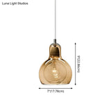 Contemporary Gourd Glass Pendant Light Fixture for Lounge