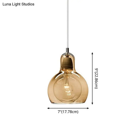Contemporary Gourd Glass Pendant Light Fixture for Lounge