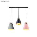 Contemporary Gray/Blue Metallic Pendant Light Fixture With 3 Bulbs For Living Room Ceiling