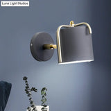 Contemporary Green/Grey Sconce With Tube Metal Shade For Bedroom Wall Lighting