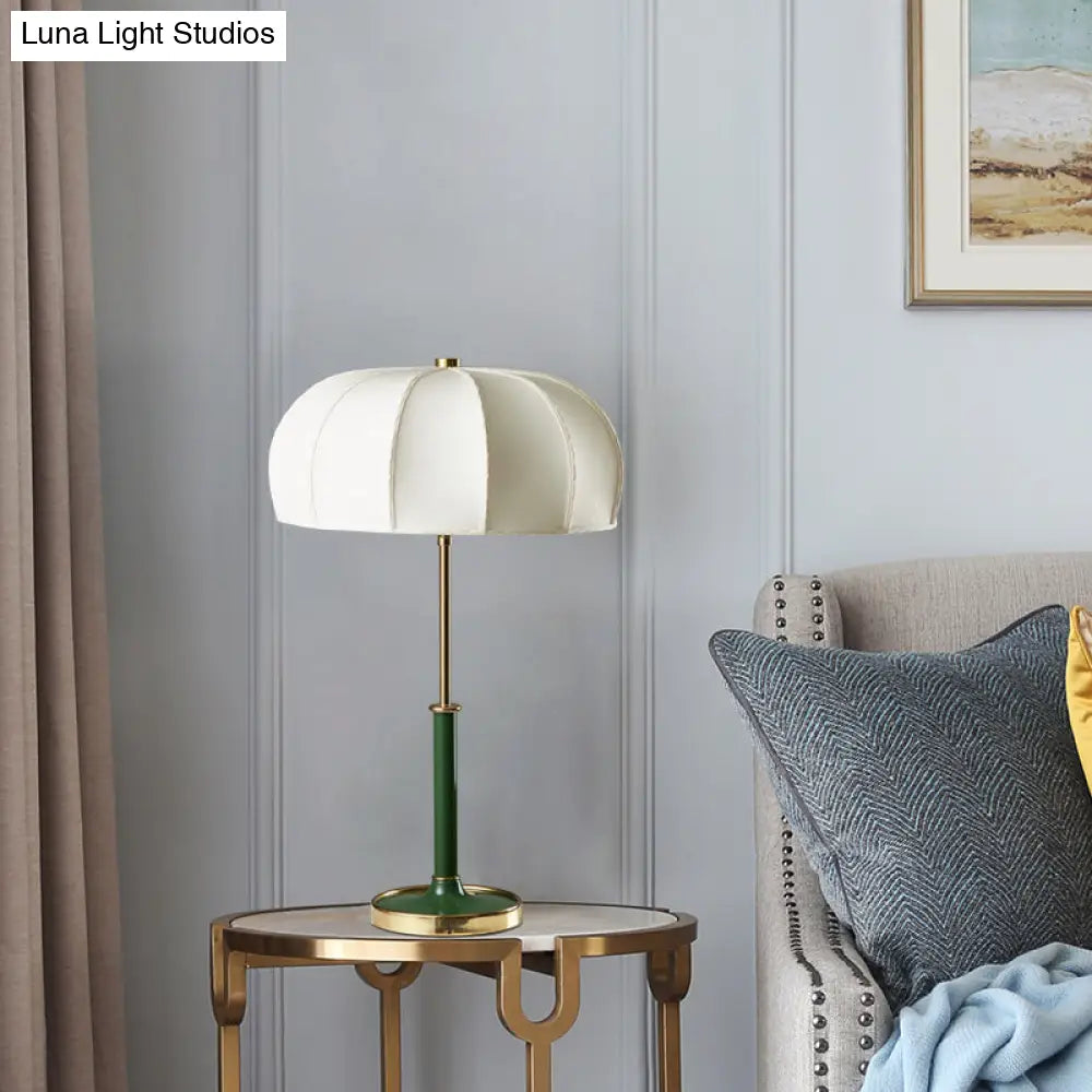 Contemporary Green/White Fabric Table Lamp With Metal Base - Shaded Task Lighting 1 Head