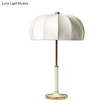 Contemporary Green/White Fabric Table Lamp With Metal Base - Shaded Task Lighting 1 Head