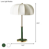 Contemporary Green/White Fabric Table Lamp With Metal Base - Shaded Task Lighting 1 Head