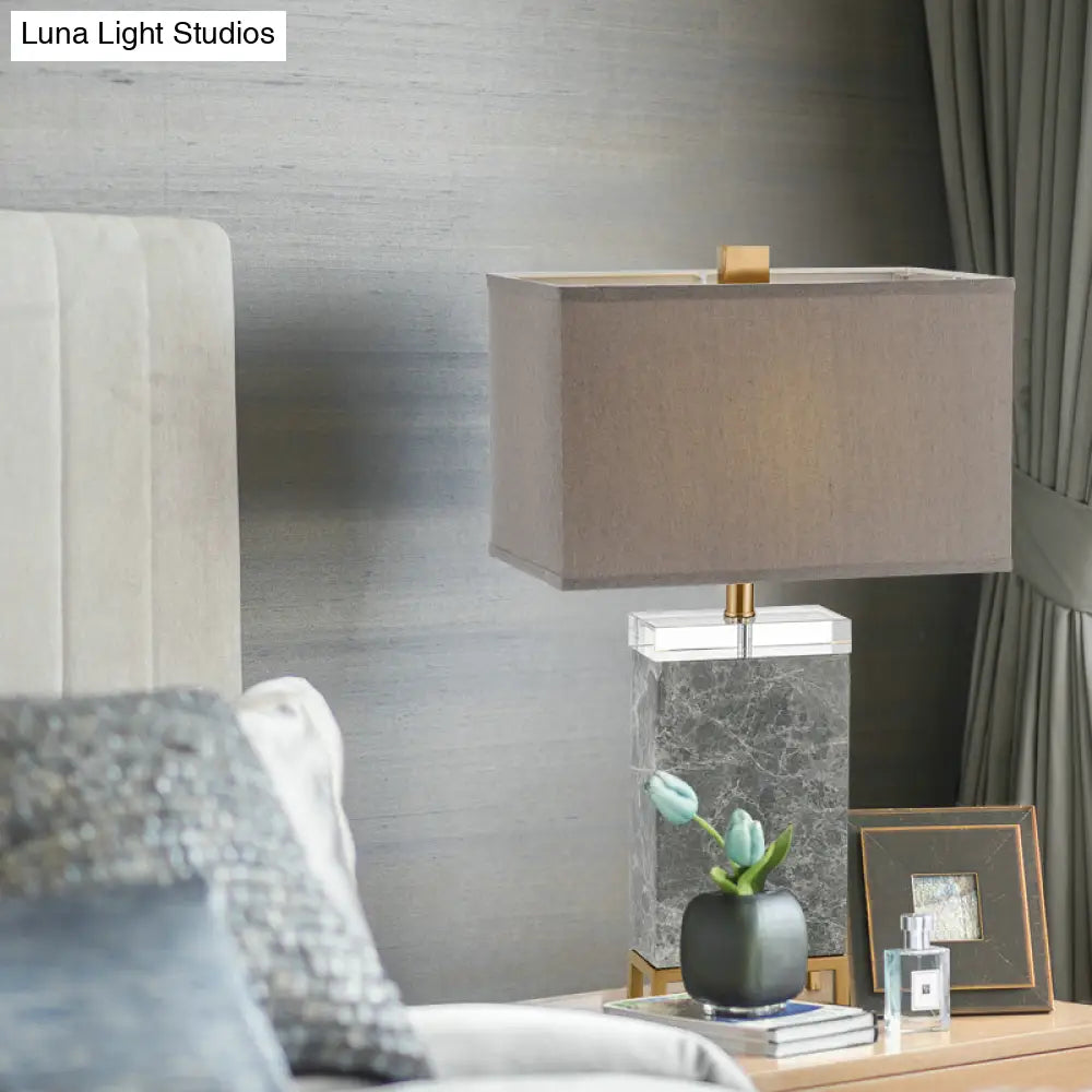 Contemporary Grey Fabric Nightstand Lamp With 1 Bulb - Perfect For Reading Books