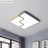 Contemporary Grey Square/Rectangle Flush Led Ceiling Lamp - Choice Of 18’/22’/35.5’ Acrylic