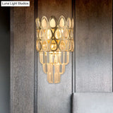 Contemporary Grid Wall Mount Teardrop Crystal Light - 3 Lights Black/Gold Sconce Lamp Fixture