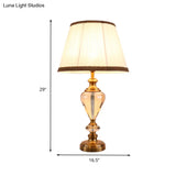 Contemporary Hand-Cut Crystal Nightstand Lamp - Droplet Task Lighting Beige