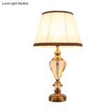 Contemporary Hand-Cut Crystal Nightstand Lamp - Droplet Task Lighting Beige