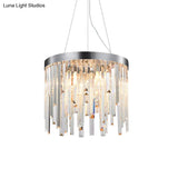 Contemporary Hanging Lamp Kit With Crystal Prisms 2/6 Bulbs 8’/16’ Wide