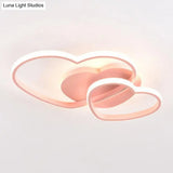 Contemporary Heart Design Flush Mount Light Fixture - Metal Ceiling Pink / 19.5 Warm