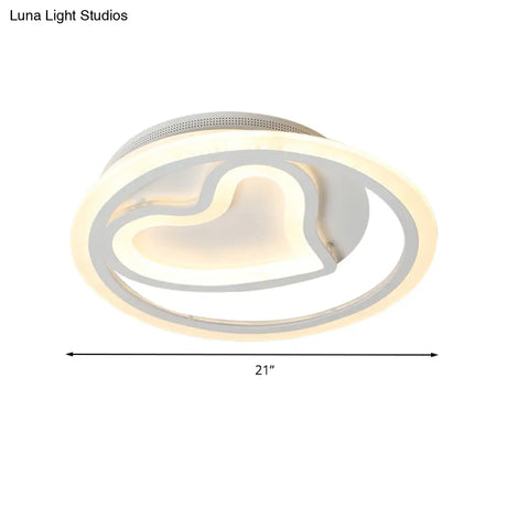 Contemporary Heart-Shaped Led Flush Mount Light For Cafe And Bedroom