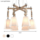 Contemporary Hexagon Chandelier Lamp With 6 Heads In Black White Or Flaxen For Dining Room