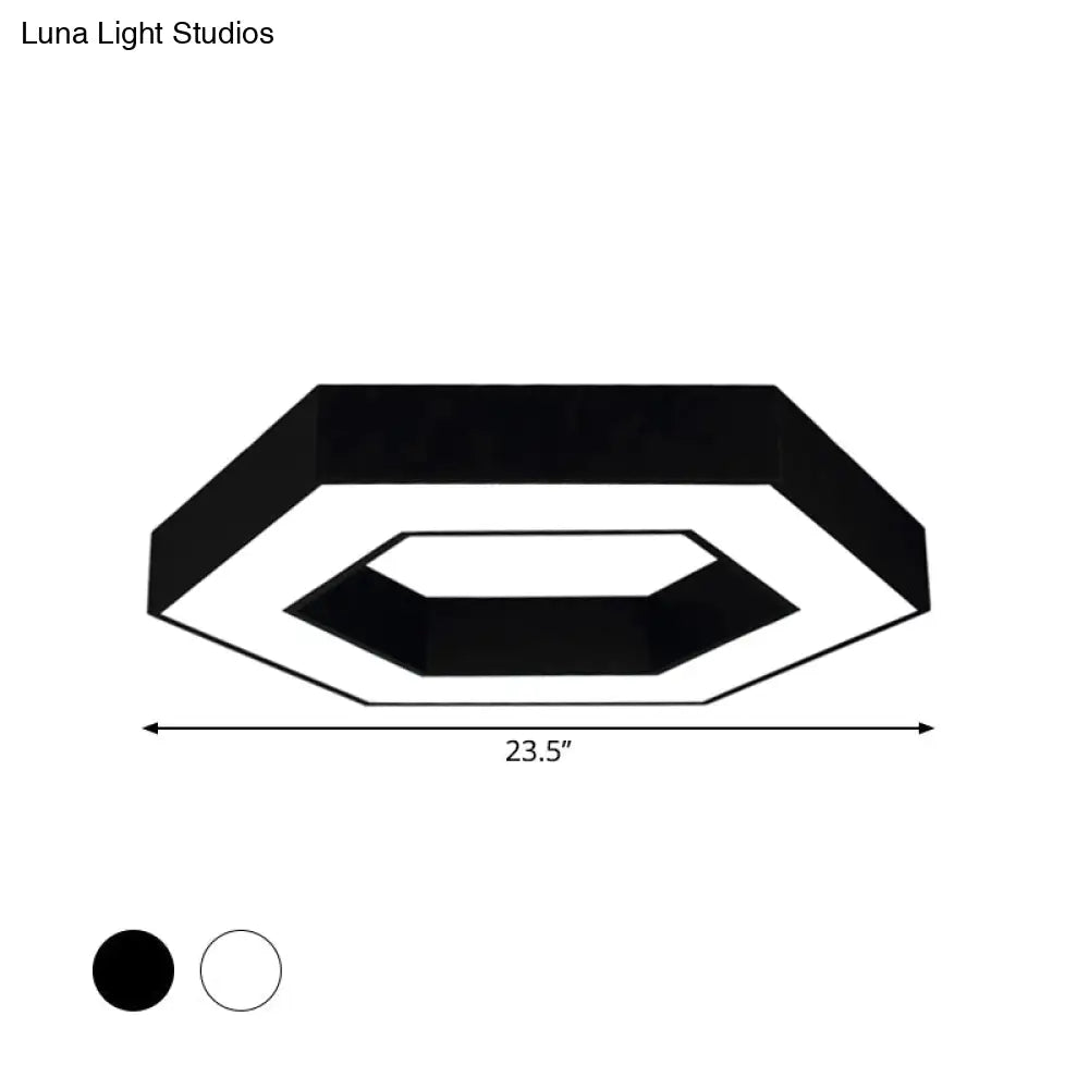 Contemporary Hexagon Led Ceiling Light In Black/White - 16’/19.5’/31.5’ W