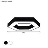 Contemporary Hexagon Led Ceiling Light In Black/White - 16’/19.5’/31.5’ W