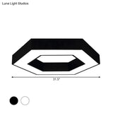 Contemporary Hexagon Led Ceiling Light In Black/White - 16’/19.5’/31.5’ W