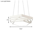 Contemporary Hexagonal Metal Pendant Light - Led Dining Room Hanging Lamp In Black/White With