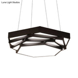 Contemporary Hexagonal Metal Pendant Light - Led Dining Room Hanging Lamp In Black/White With