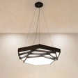 Contemporary Hexagonal Metal Pendant Light - Led Dining Room Hanging Lamp In Black/White With