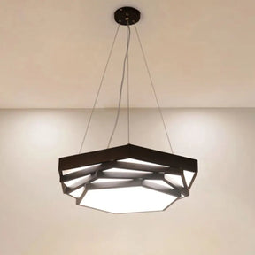 Contemporary Hexagonal Metal Pendant Light - Led Dining Room Hanging Lamp In Black/White With