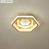 Contemporary Honeycomb Led Flush Ceiling Light In Beige