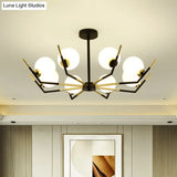 Contemporary Iron Claw Chandelier With White Glass Shade - 6/8/10 Lights Pendant