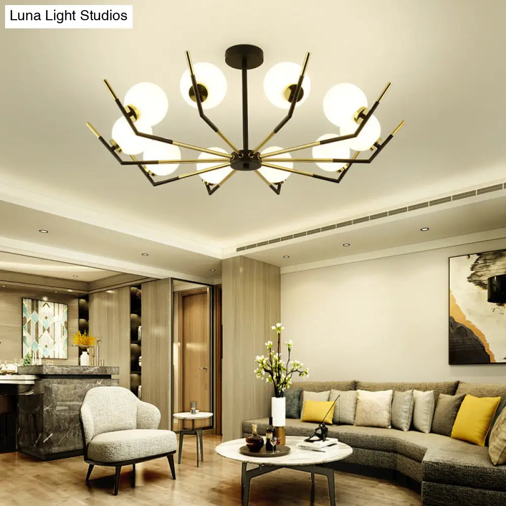 Contemporary Iron Claw Chandelier With White Glass Shade - 6/8/10 Lights Pendant