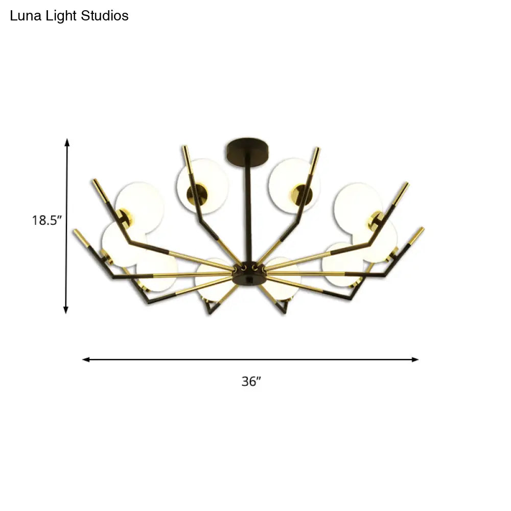 Contemporary Iron Claw Chandelier With White Glass Shade - 6/8/10 Lights Pendant