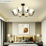 Contemporary Iron Claw Chandelier With White Glass Shade - 6/8/10 Lights Pendant