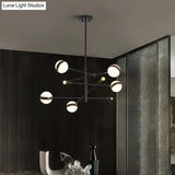 Contemporary Iron Led Chandelier - 10/12-Head Ceiling Pendant With Glass Ball Shade