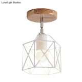 Contemporary Iron Wire Flush Mount Porch Light With Rotatable Head