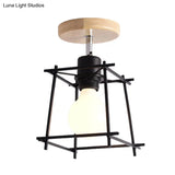 Contemporary Iron Wire Flush Mount Porch Light With Rotatable Head