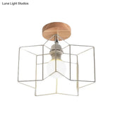 Contemporary Iron Wire Flush Mount Porch Light With Rotatable Head
